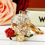 Rhinestone Skull Keychain