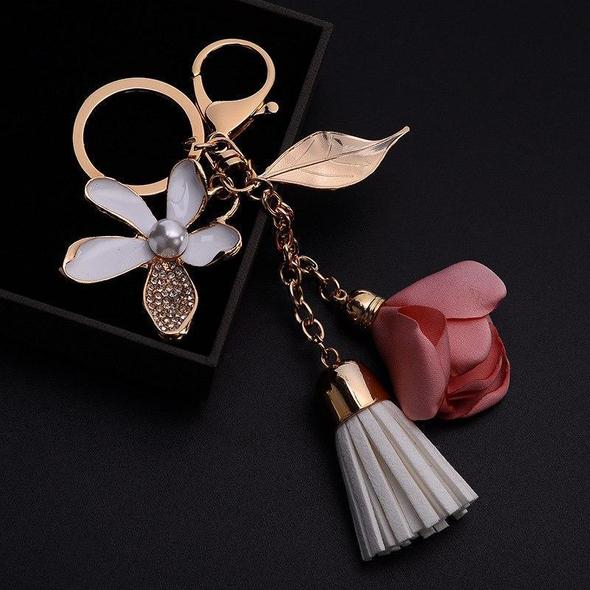 Flower With Chiffon Tassel KeyRing Flower With Chiffon Tassel KeyRing
