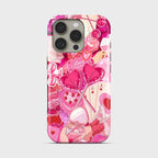 Valentine Love Crystal Series phone case for iPhone showing detailed crystal design with glossy finish and raised camera bezel