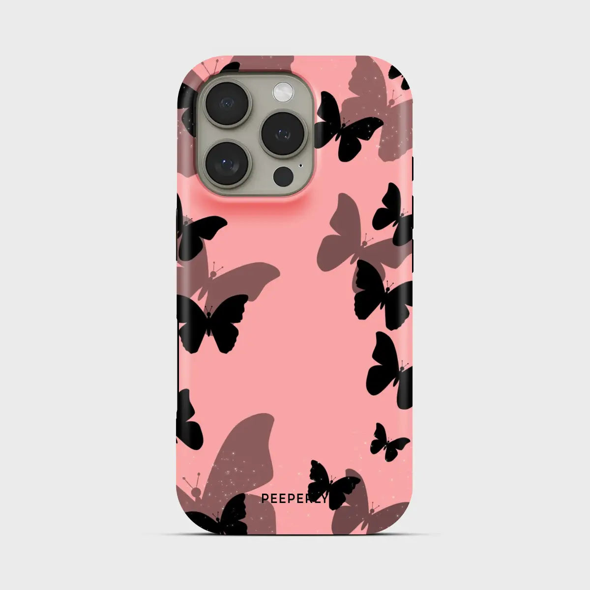 Coral Flutter Crystal Series phone case for iPhone showing detailed crystal design with glossy finish and raised camera bezel