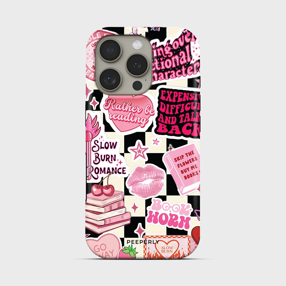 BookTok Babe Crystal Series phone case for iPhone showing detailed crystal design with glossy finish and raised camera bezel