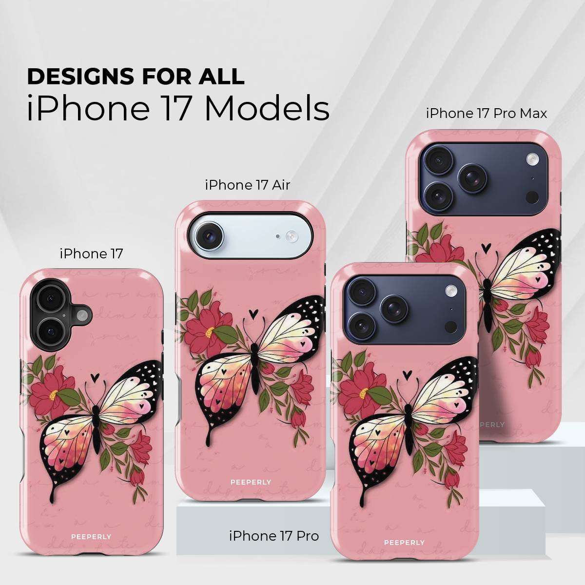 FloraFly Charm Crystal Series phone case for iPhone showing floral design available across multiple iPhone models and sizes