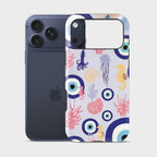 Marine Mirage Crystal Series phone case for iPhone showing full back floral design with precise camera cutout and slim profile fit