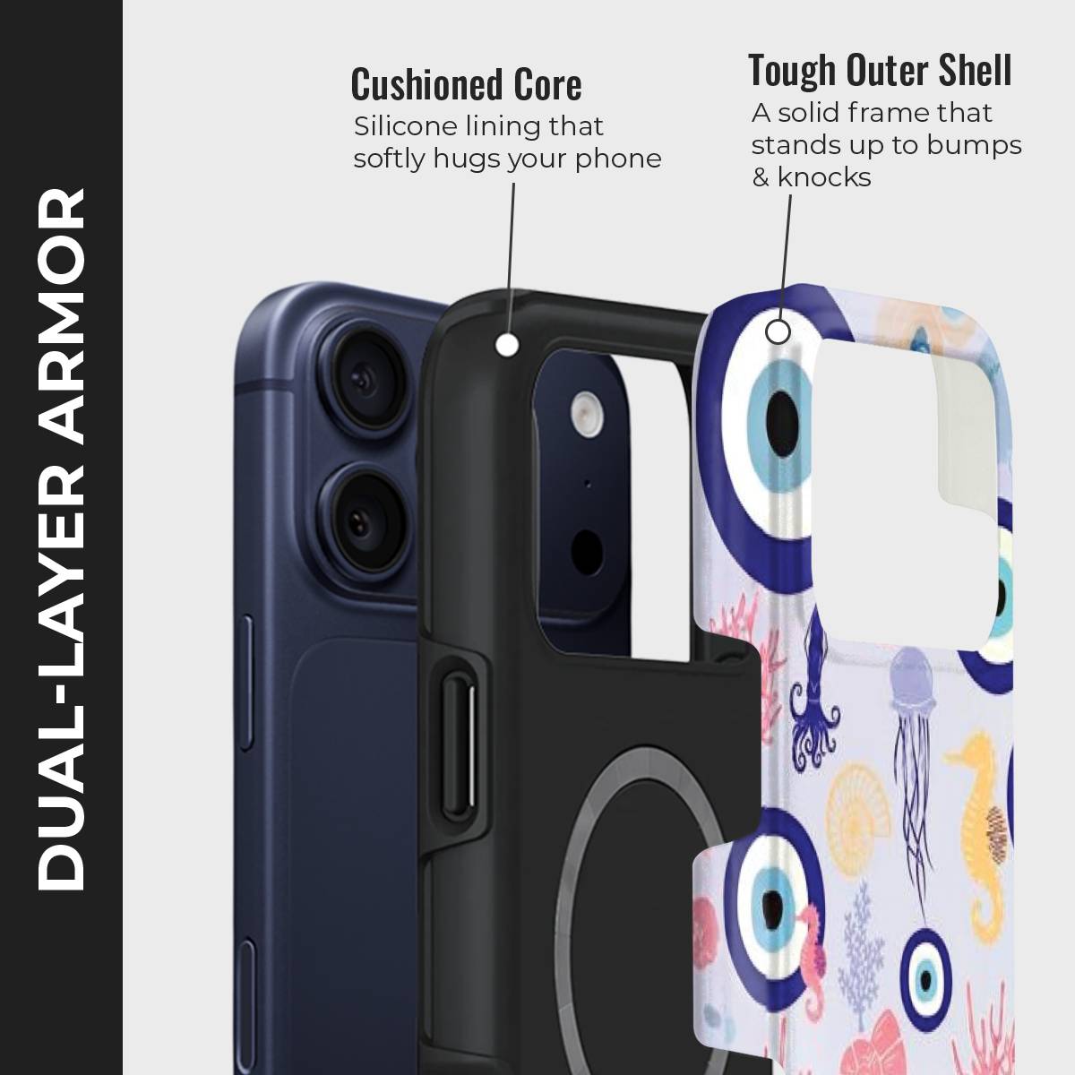 Marine Mirage Crystal Series phone case for iPhone showing dual layer armor design