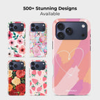 Softly Yours Crystal Series phone case for iPhone shown alongside other designs highlighting wide variety of floral and artistic styles