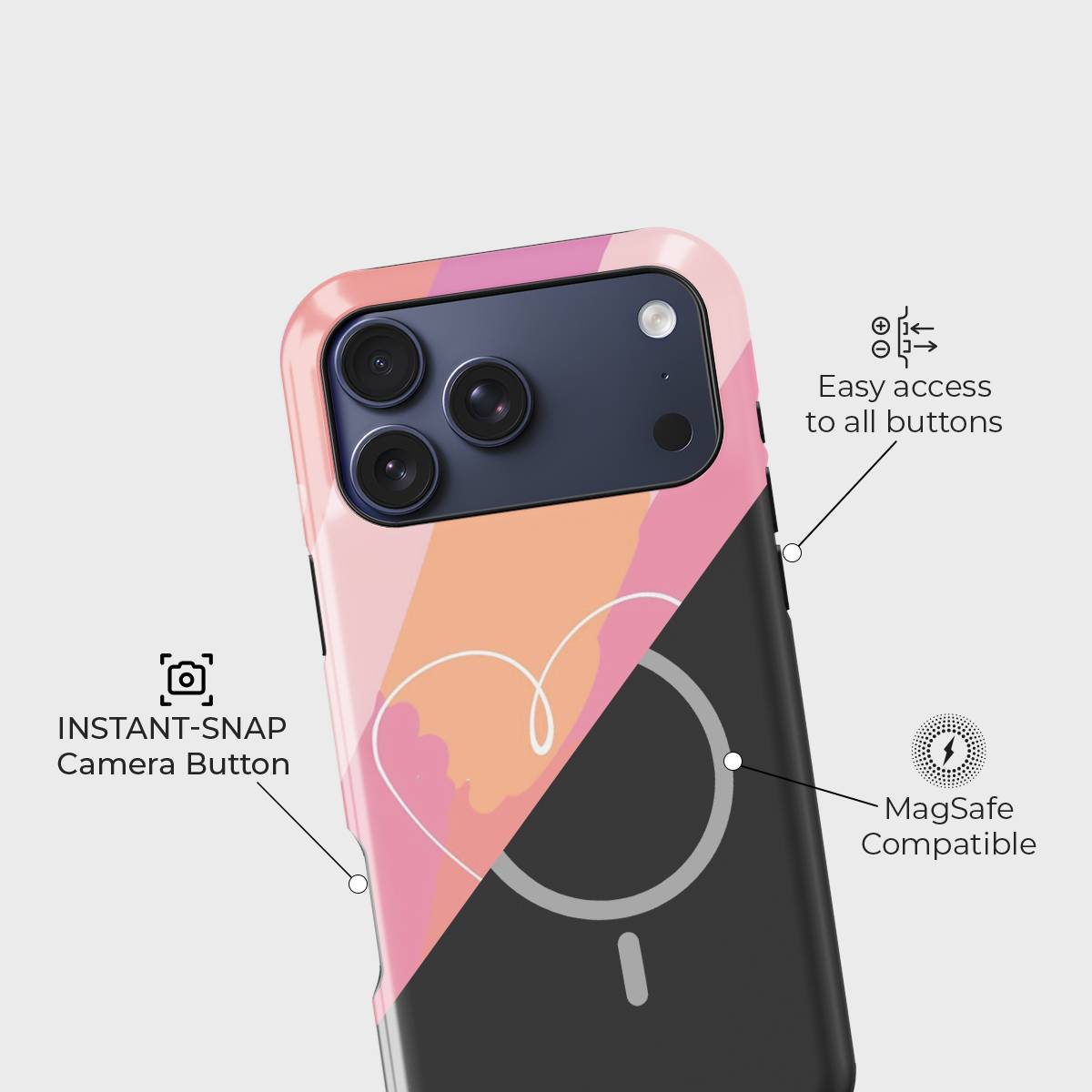 Softly Yours Crystal Series phone case for iPhone showing raised bezel protection and impact resistant design in drop test view