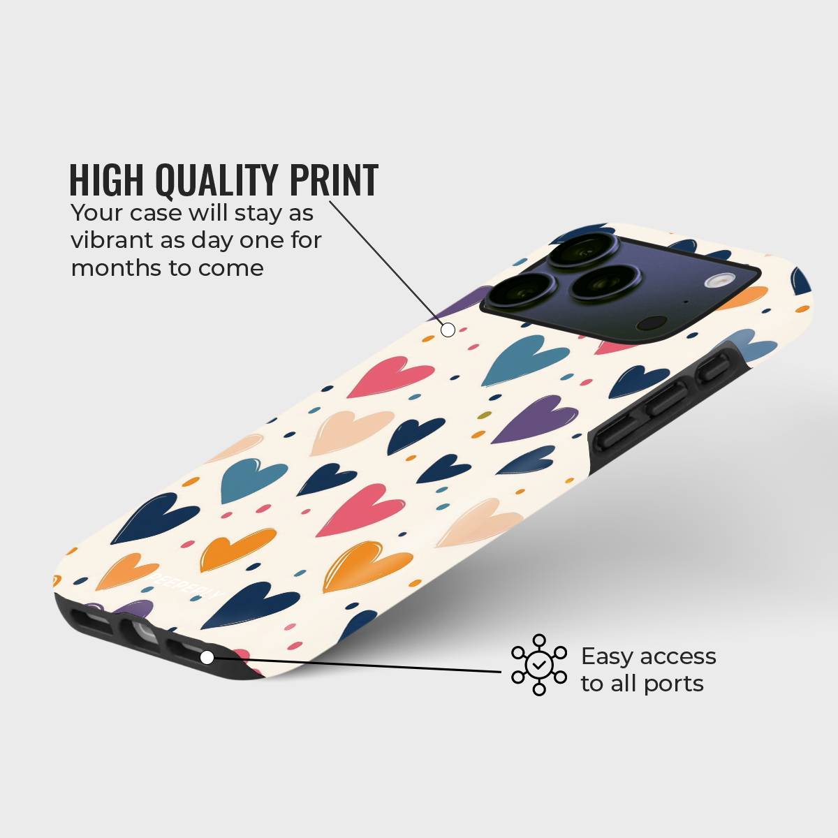 Vivid Heartbeats Crystal Series phone case for iPhone showing soft floral pattern with high quality print and precise port access