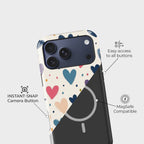 Vivid Heartbeats Crystal Series phone case for iPhone showing raised bezel protection and impact resistant design in drop test view