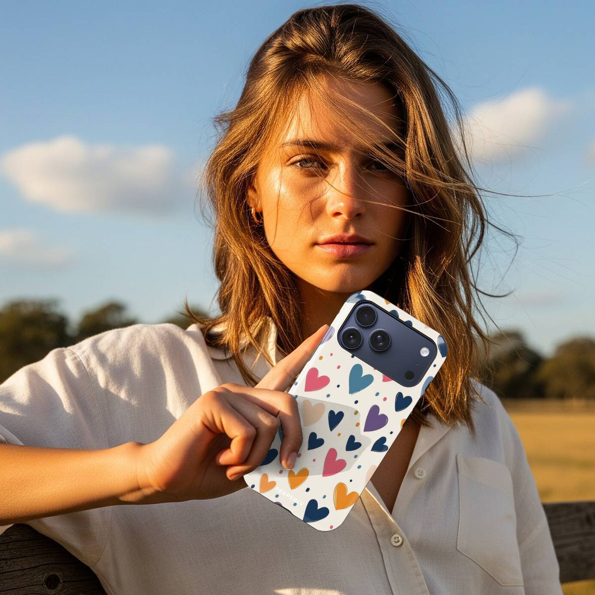 Vivid Heartbeats Crystal Series iPhone case in hand lifestyle image