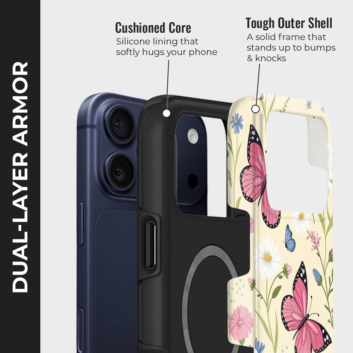 Winged Nature Crystal Series phone case for iPhone showing dual layer armor design