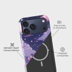 Starfield Soar Crystal Series phone case for iPhone showing raised bezel protection and impact resistant design in drop test view