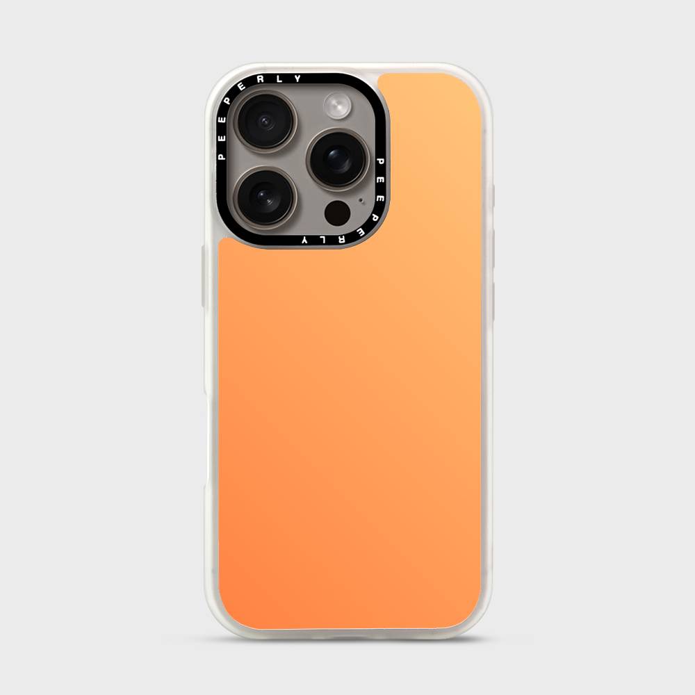 Apricot Glow Signature Series iPhone case with white protective border and triple-camera cutout