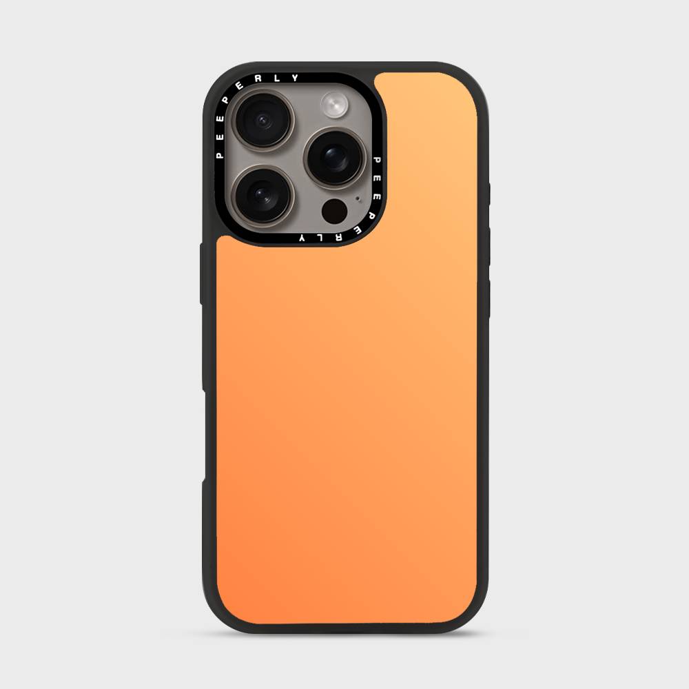 Apricot Glow Signature Series iPhone case with black protective border and triple-camera cutout