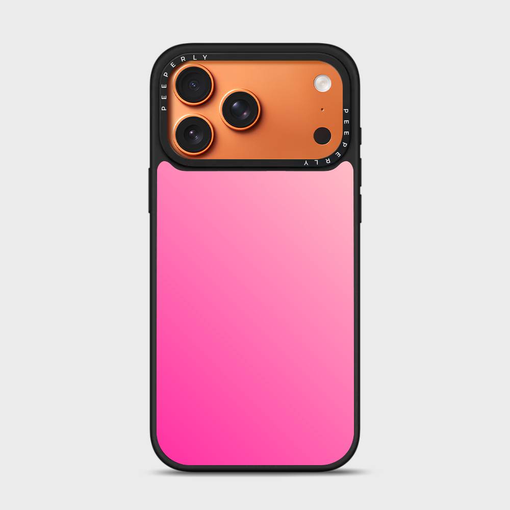 Petal Spark Signature Series phone case for iPhone showing orange camera frame with triple-lens cutout