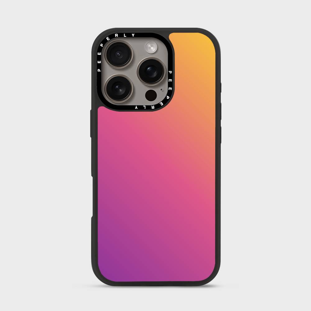 Berry Fade Signature Series iPhone case with black protective border and triple-camera cutout