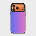 Pixel Sunset Signature Series phone case for iPhone showing orange camera frame with triple-lens cutout