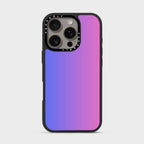 Pixel Sunset Signature Series iPhone case with black protective border and triple-camera cutout
