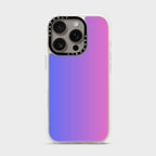 Pixel Sunset Signature Series iPhone case with white protective border and triple-camera cutout