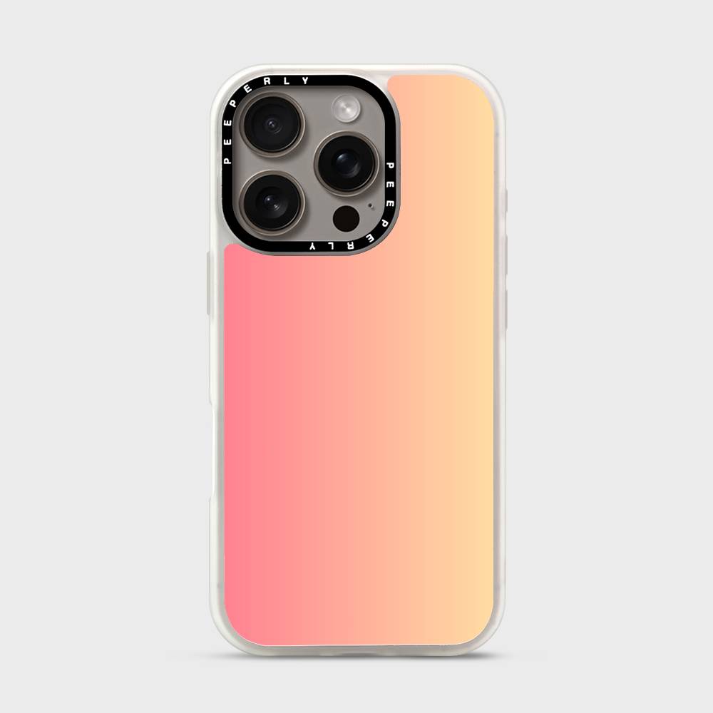 Soft Sunrise Signature Series iPhone case with white protective border and triple-camera cutout