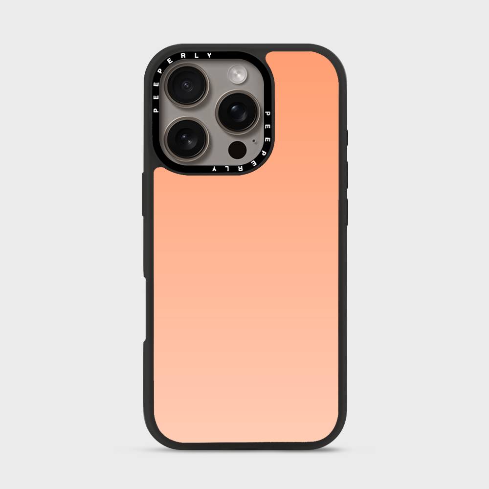Apricot Mist Signature Series iPhone case with black protective border and triple-camera cutout