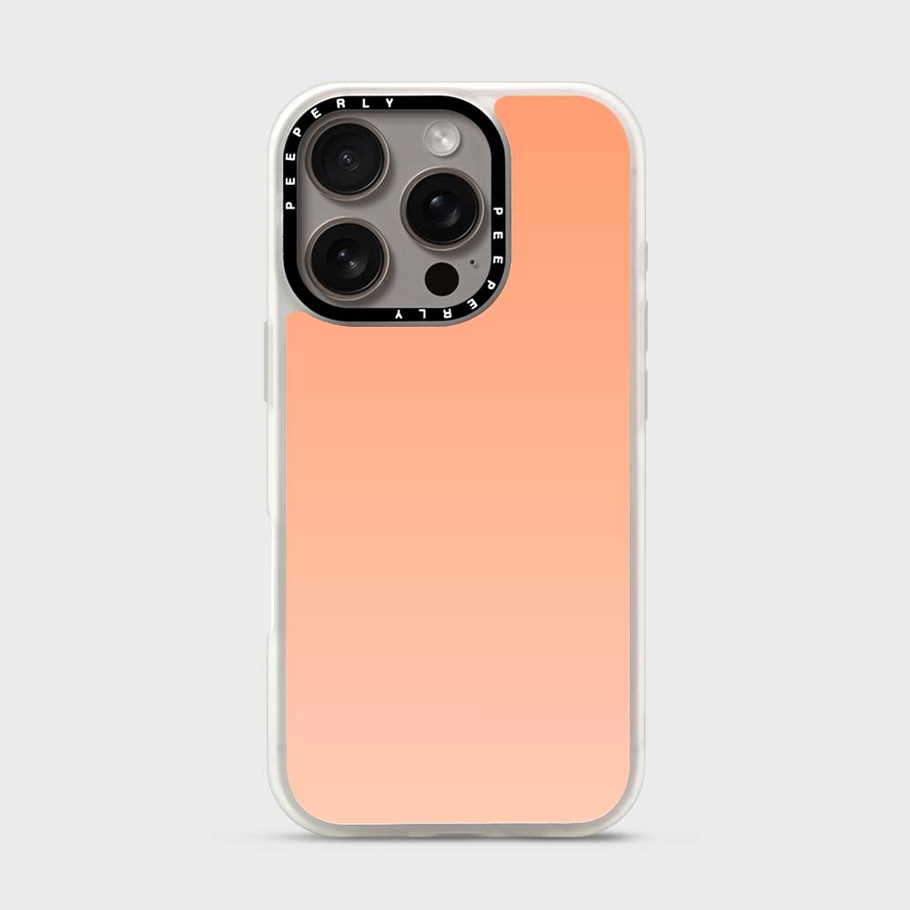 Apricot Mist Signature Series iPhone case with white protective border and triple-camera cutout