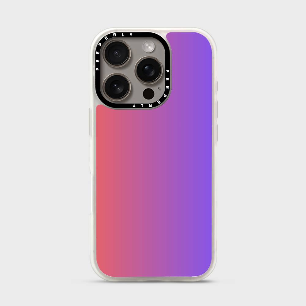 Coral Shift Signature Series iPhone case with white protective border and triple-camera cutout