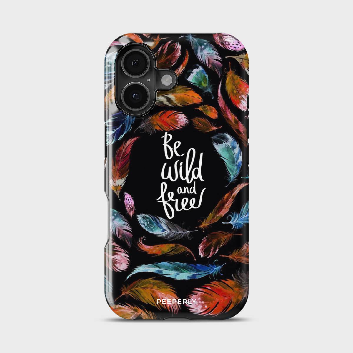 Feathered Freedom Crystal Series phone case for iPhone showing detailed crystal design with glossy finish and raised camera bezel