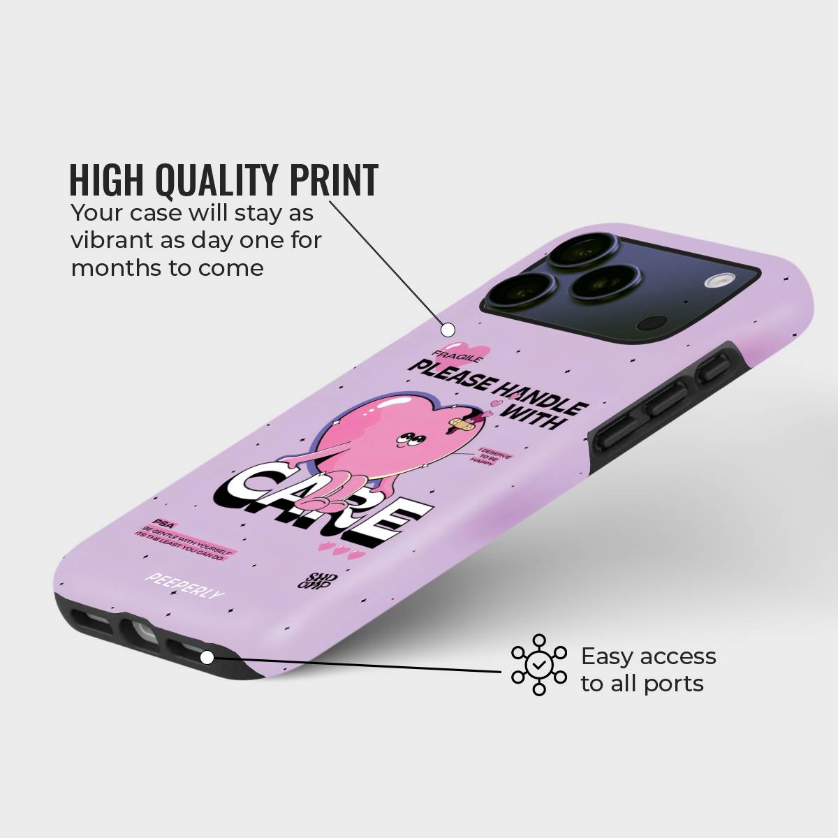 Handle My Heart Crystal Series phone case for iPhone showing design with high quality print and precise port access