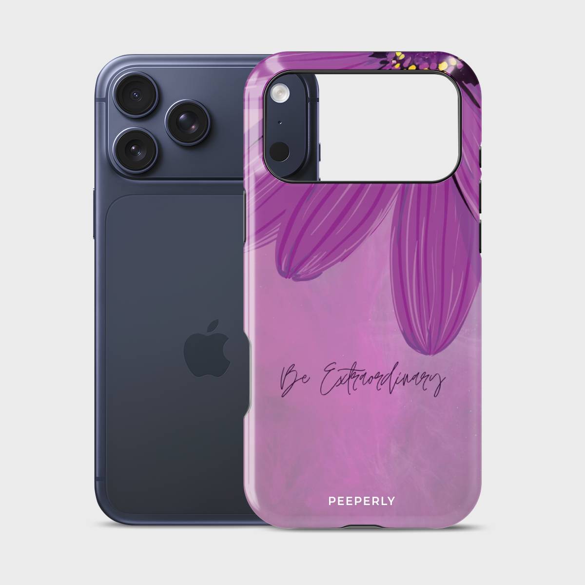 Petal Dreams Crystal Series phone case for iPhone showing full back design with precise camera cutout and slim profile fit