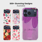 Petal Dreams Crystal Series phone case for iPhone shown alongside other designs highlighting wide variety of floral and artistic styles