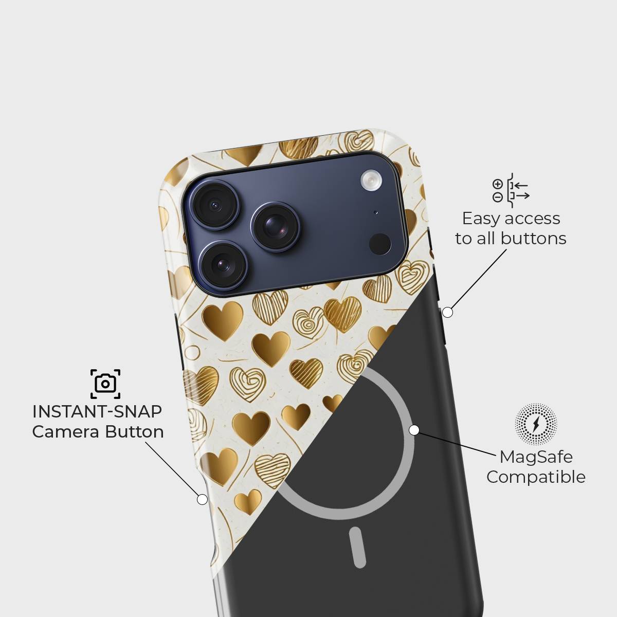 Shine with Love Crystal Series phone case for iPhone showing raised bezel protection and impact resistant design in drop test view