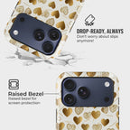 Shine with Love Crystal Series phone case for iPhone showing MagSafe compatible back with instant snap camera button access