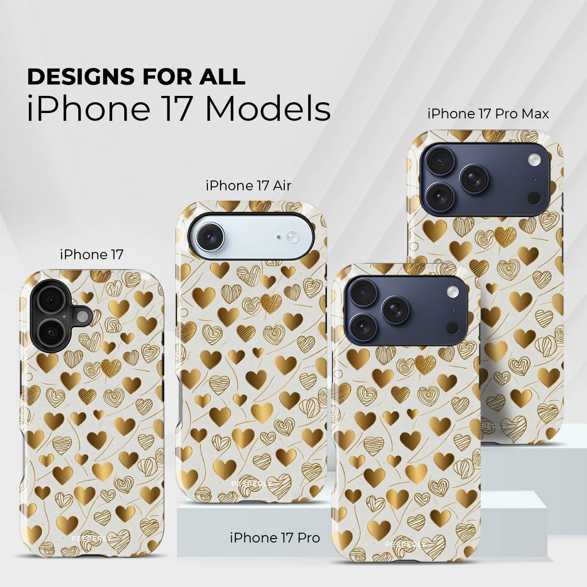 Shine with Love Crystal Series phone case for iPhone showing designs available across multiple iPhone models and sizes