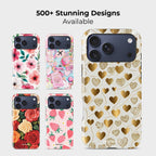 Shine with Love Crystal Series phone case for iPhone shown alongside other designs highlighting wide variety of floral and artistic styles