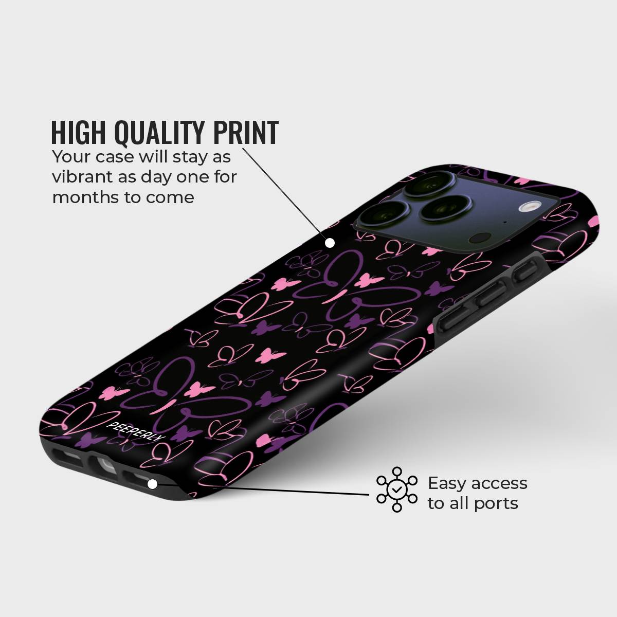 Neon Wings Crystal Series phone case for iPhone showing design with high quality print and precise port access