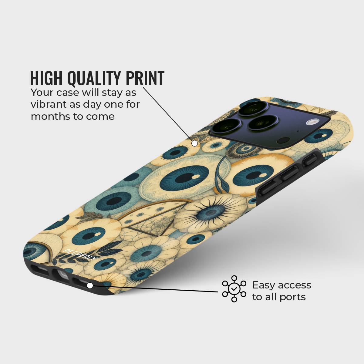 Vigilis Crystal Series phone case for iPhone showing design with high quality print and precise port access