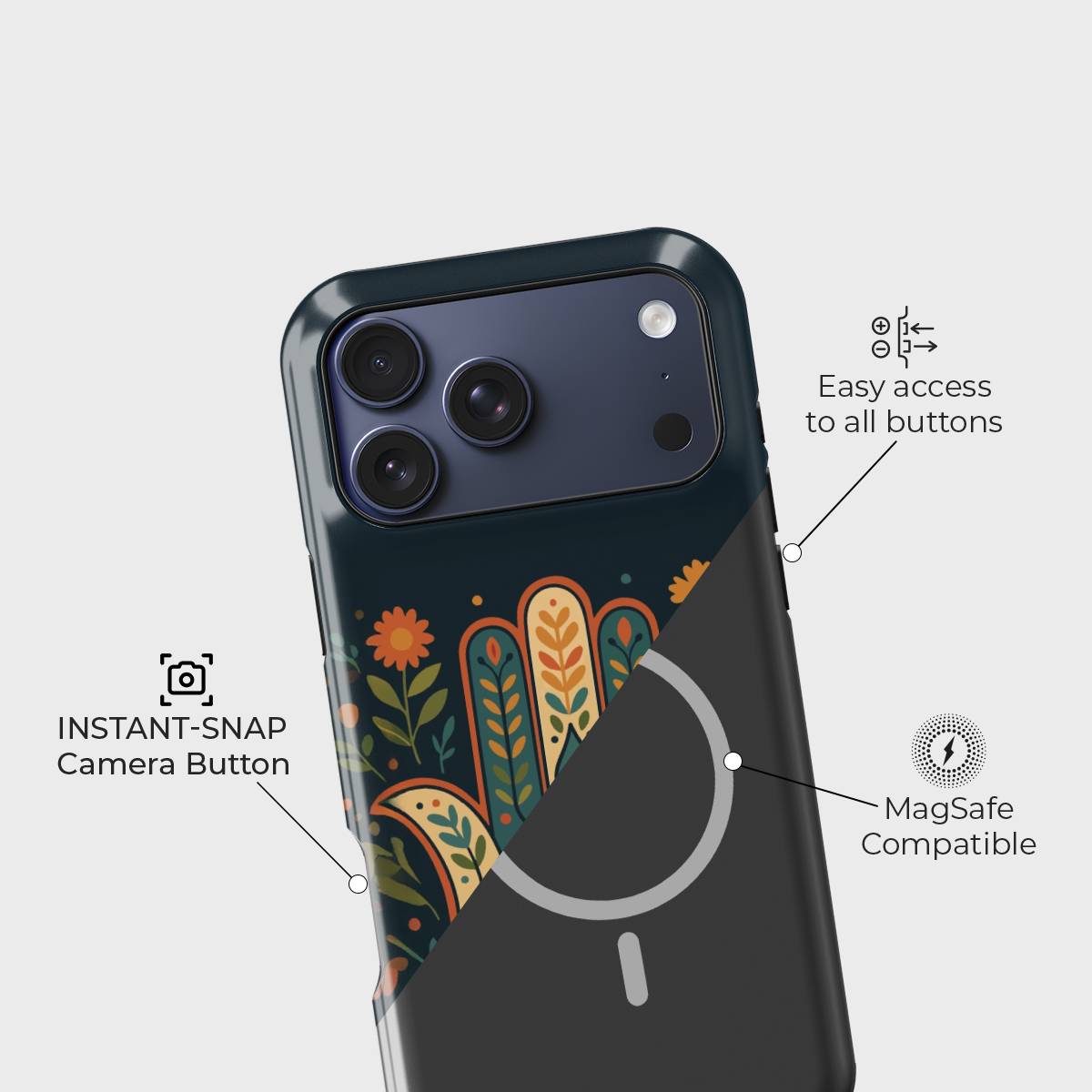 Eye Of Harmony Crystal Series phone case for iPhone showing raised bezel protection and impact resistant design in drop test view