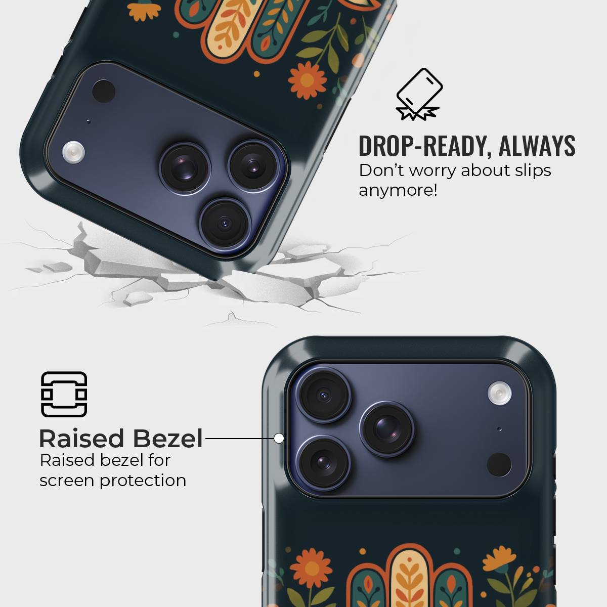 Eye Of Harmony Crystal Series phone case for iPhone showing MagSafe compatible back with instant snap camera button access