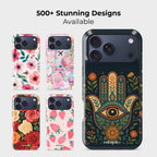 Eye Of Harmony Crystal Series phone case for iPhone shown alongside other designs highlighting wide variety of floral and artistic styles