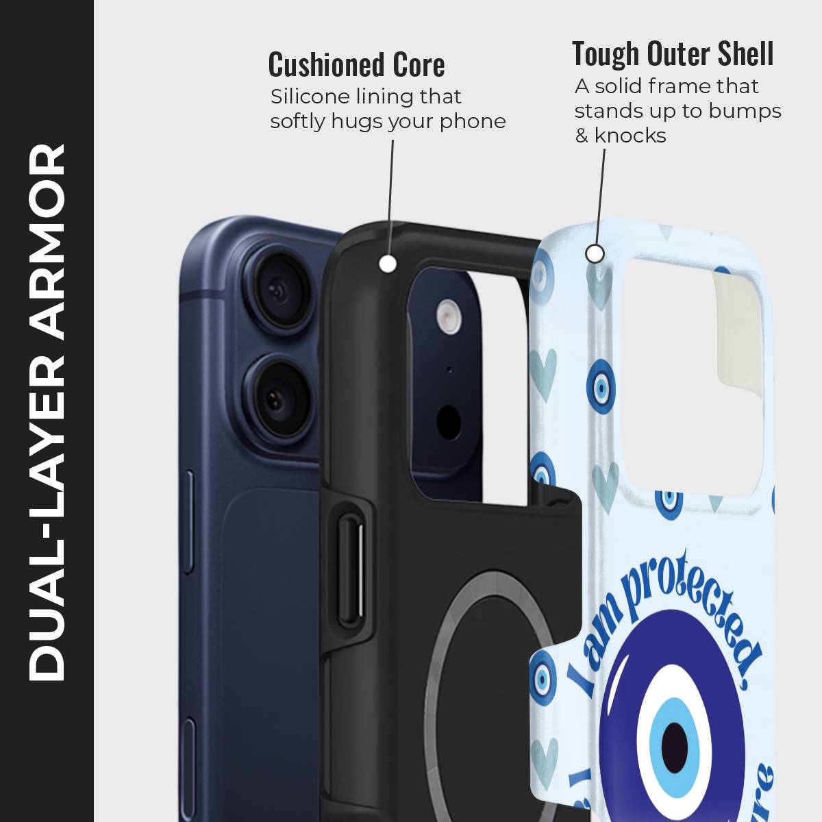 Glaziel Crystal Series phone case for iPhone showing dual layer armor design