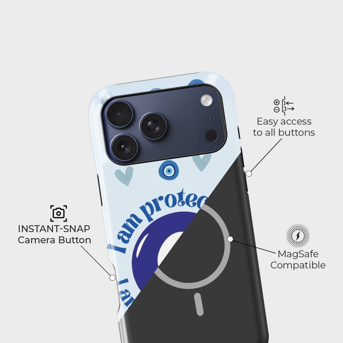 Glaziel Crystal Series phone case for iPhone showing raised bezel protection and impact resistant design in drop test view