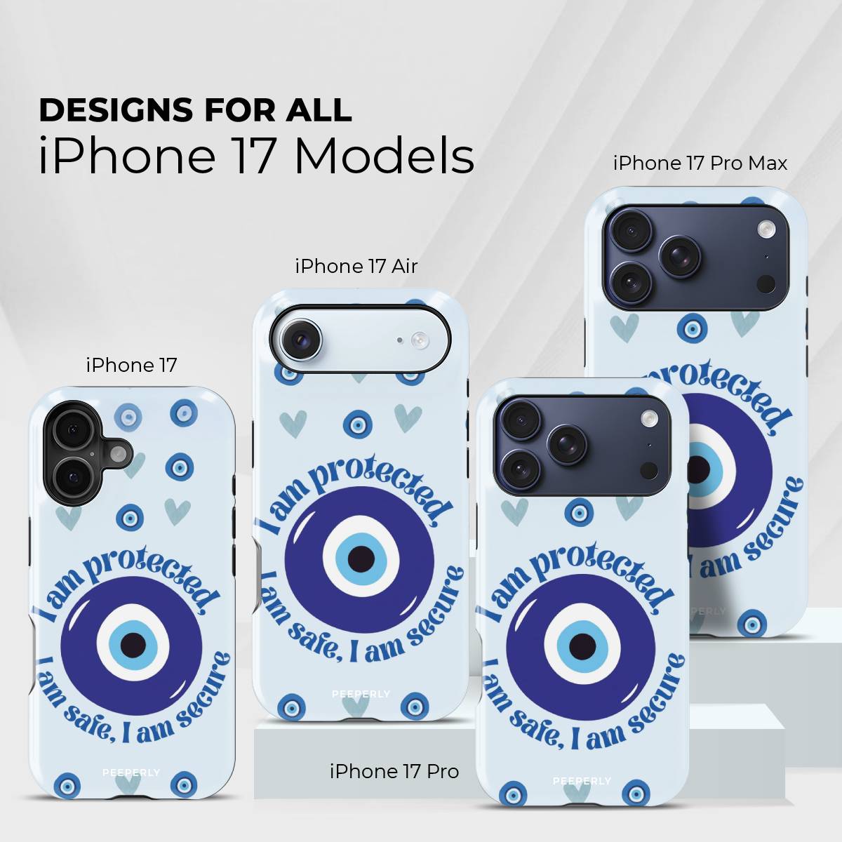 Glaziel Crystal Series phone case for iPhone showing designs available across multiple iPhone models and sizes