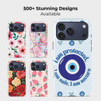 Glaziel Crystal Series phone case for iPhone shown alongside other designs highlighting wide variety of floral and artistic styles