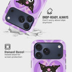 Heart Havoc Crystal Series phone case for iPhone showing MagSafe compatible back with instant snap camera button access