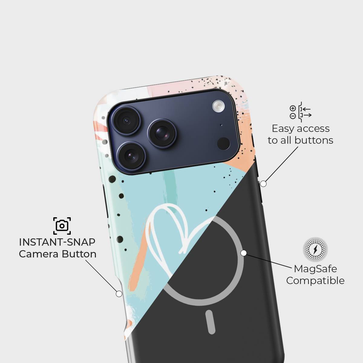 Pastel Passion Crystal Series phone case for iPhone showing raised bezel protection and impact resistant design in drop test view