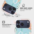 Pastel Passion Crystal Series phone case for iPhone showing MagSafe compatible back with instant snap camera button access