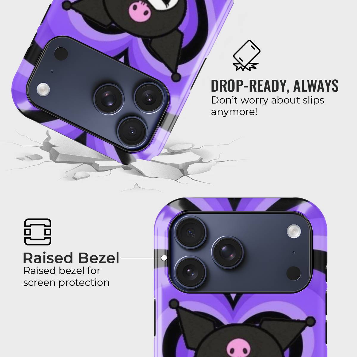 Rebel Sweetheart Crystal Series phone case for iPhone showing MagSafe compatible back with instant snap camera button access