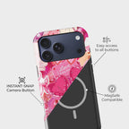 Valentine Love Crystal Series phone case for iPhone showing raised bezel protection and impact resistant design in drop test view