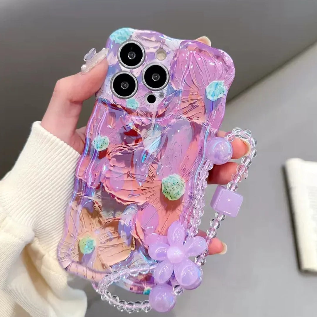 Meteorite Blue Floral Glam Phone Case