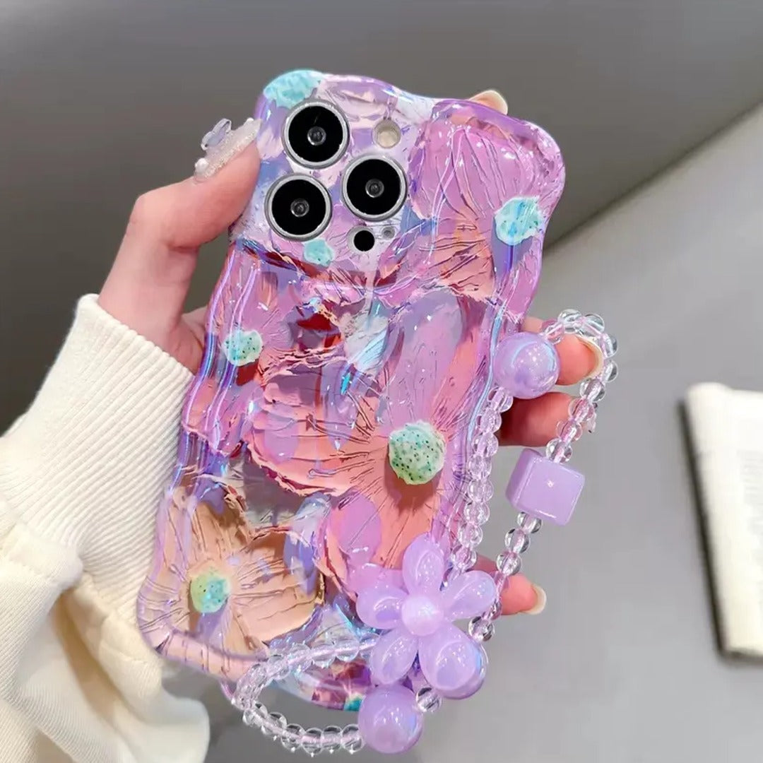 Meteorite Blue Floral Glam Phone Case